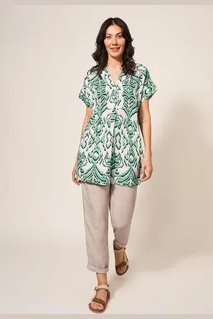 White Stuff Marianne Linen Tunic Green