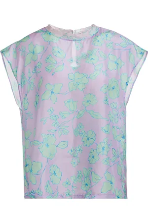 FORTE FORTE Forte Forte "true Colors" Print Habotai Silk Broad Shoulder Top Mojito