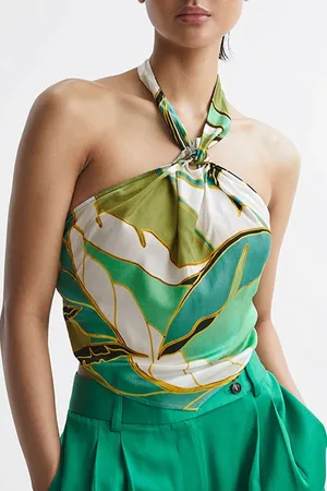 Reiss Luna-printed Tank Top Cami Green