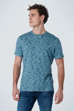 No Excess T-shirt Crewneck Multi Coloured Yarn Dyed Melange Light Aqua