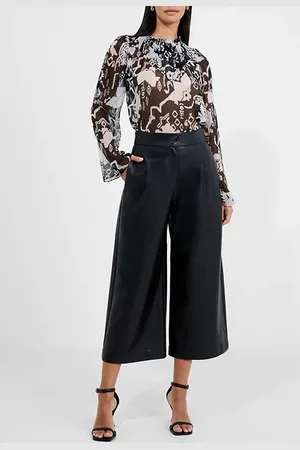 French Connection Crolenda Pu Cropped Trousers Black