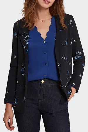 ICODE Black Floral Bouquet Print Suit Jacket