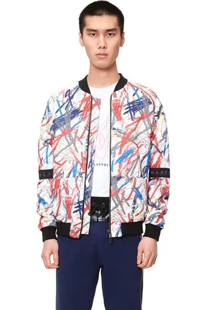 Marcell Von Berlin Men’s Fitted Bomber Jacket Brush Print
