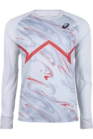 Asics Men Cj-line Light Long Sleeve Top Glacier Grey/electric Red