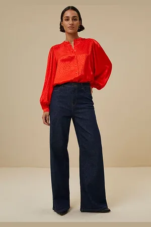BY-BAR Rikki Satin Blouse Poppy-red