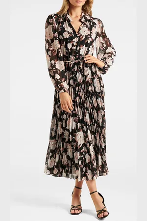 Forever New Zena Button Up Midi Dress Blackwood Floral