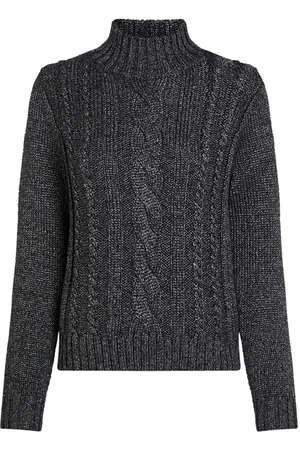 Karl Lagerfeld Sparkle Yarn Cable Knit Charcoal