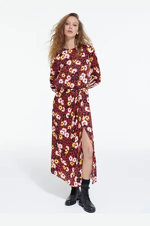 The Kooples Robe Longue Wild Blossom Red / Yellow