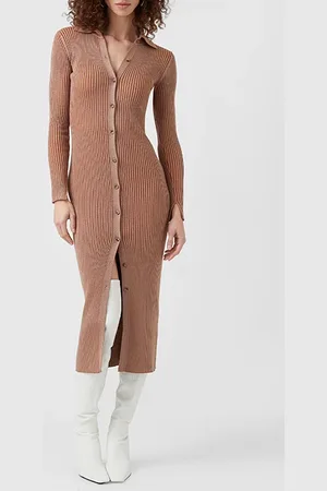 French Connection Mari Pleated Cardigan Brown
