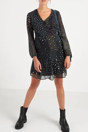 ICODE Black Patchwork Print Dress