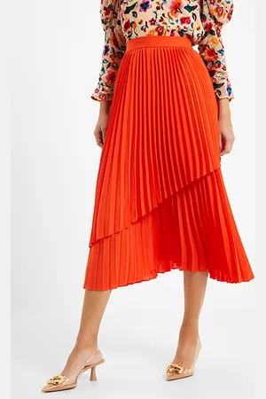 French Connection Arie Pleated Skirt Red
