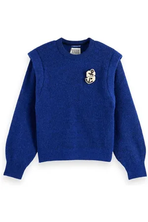 Scotch&Soda Shoulder Detail Crew Neck Pullover Electric Blue