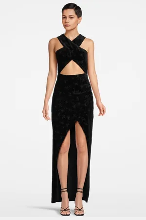 Marcell Von Berlin Women‘s Draped Velvet DevorÉe Dress Black 099