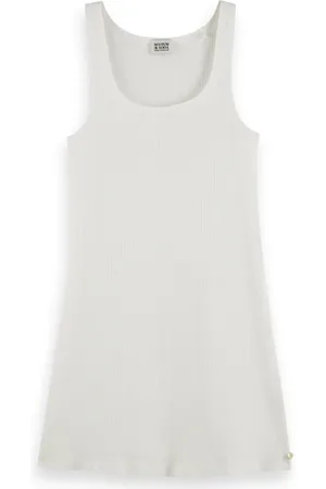 Scotch&Soda Scoop-neck Tencel Rib Slip Dress Off White