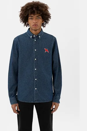 Axel Arigato Rouge Bee Bird Denim Shirt Mid Blue