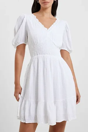 French Connection Birch Puff Sleeve Dress White