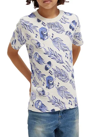 Scotch&Soda Cotton In Conversion All-over Printed T-shirt Stereo Leaves