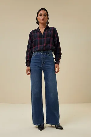 BY-BAR Check Blouse Blue Check