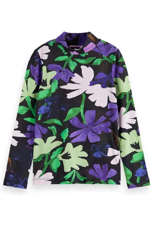 Scotch&Soda Girls All-over Printed Slim-fit Longsleeve T-shirt Black Pai