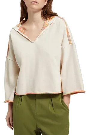 Scotch&Soda Slouchy Fit Shoulder Detail Hoodie Soft Ice