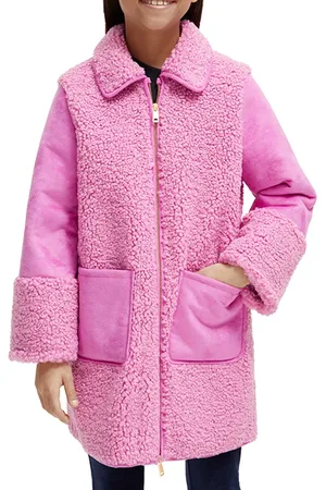Scotch&Soda Longer-length Bonded Teddy Jacket Fuchsia