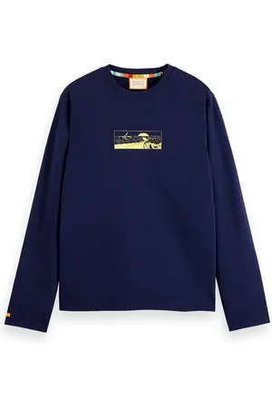 Scotch&Soda Front Back Artwork Ls T-shirt Navy Blue