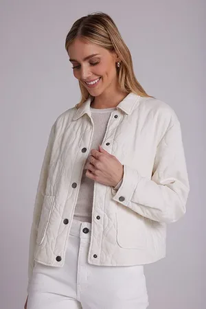 Bella Dahl Two Pocket Cropped Quilted Jacket Winter White