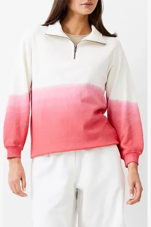 French Connection Fc Ombre Half Zip Sweat Camellia/ivory