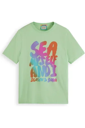 Scotch&Soda Front Artwork T-shirt Washed Neon Lime