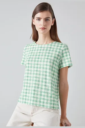LK Bennett Calder Gingham T-shirt Cream