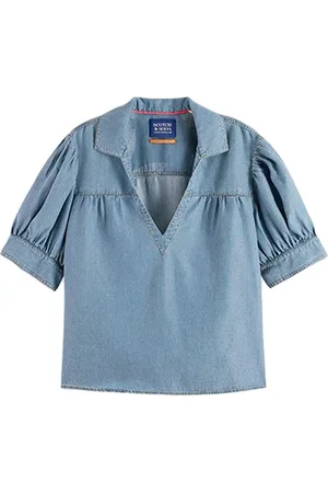 Scotch&Soda Short Sleeved Feminine Indigo Shirt Indigo
