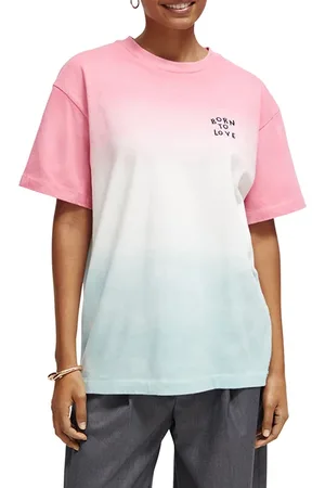 Scotch&Soda Born To Love - Organic Cotton Artwork T-shirt Pink Gradiant