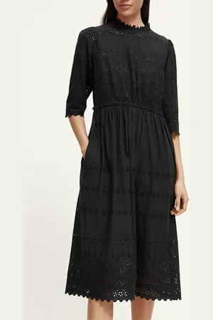 Scotch&Soda Midi Broderie Dress Black