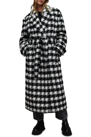 AllSaints Haithe Check Coat Black/white