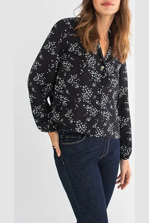 ICODE Black Shirt With Floral Leopard Print Black
