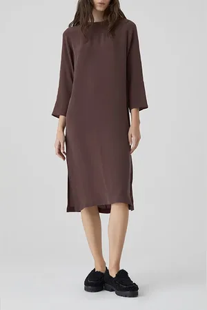 Closed Slit Dress Dresses Burgundy