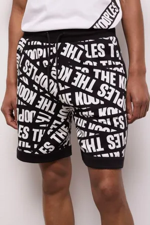 The Kooples All Over Logo Tape Shorts Black / White