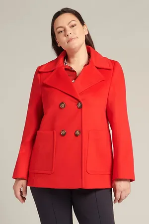 Elena Miro Double-breasted Pea Coat In Luxury Worsted Cloth Red