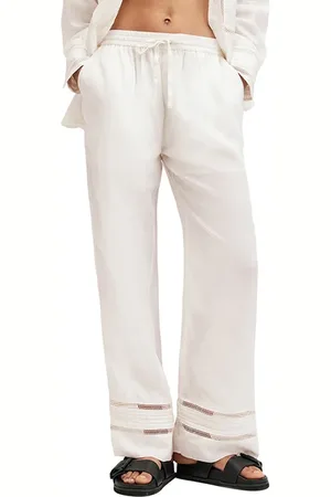 AllSaints Jade Linen Trouser Ecru White