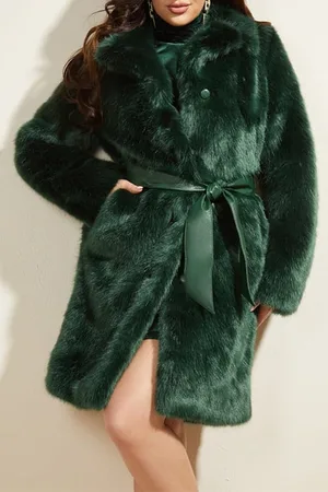 Guess GUESS Matilda Coat Jet Black Faux Fur