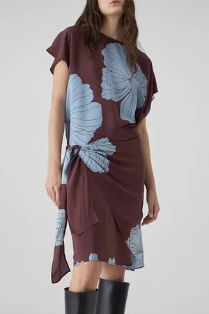 Closed Wrap Dresses Burgundy