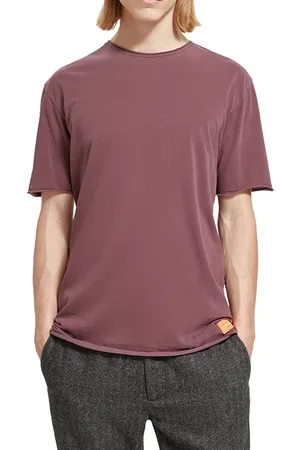 Scotch&Soda Relaxed Fit Raw Edge T-shirt In Organic Cotton Berry Wine
