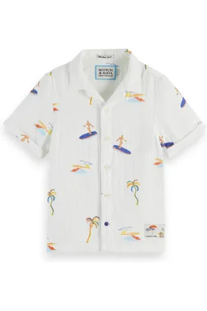 Scotch&Soda Bonded And Printed Relaxed-fit Short-sleeved Shirt Surfer Pa