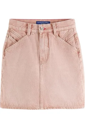 Scotch&Soda Yarn Dyed Denim Skirt With Constructed Details Pink
