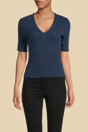 Guess GUESS Allison Top Short Sleeve Secret Blue Blouse Multi