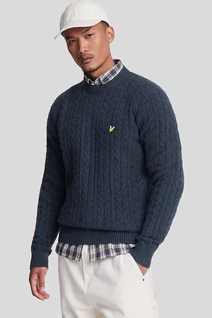 Lyle & Scott Cable Crew Neck Jumper Dark Navy Marl