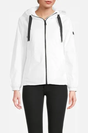 DKNY Zip Front W/hood Jkt White