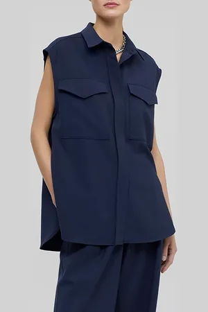 Closed Sleeveless Shirts & Blouses Dark Night
