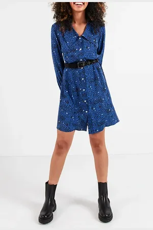 ICODE Electric Blue Animal Print Shirt Dress