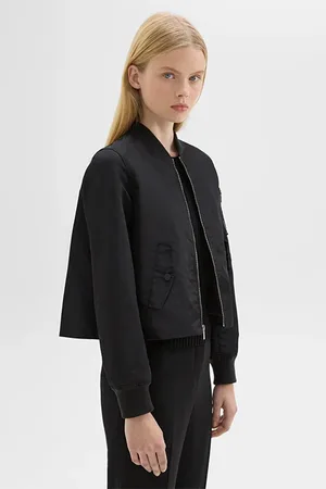 THEORY A-line Flight Jacket In Recycled Nylon Black